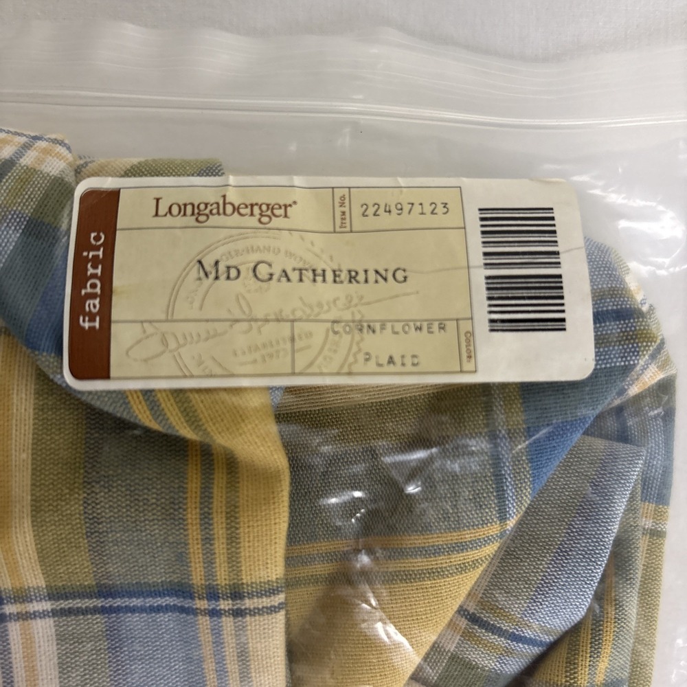 Longaberger Medium Gathering Basket Liner Cornflower Butternut Plaid - Picture 2 of 8